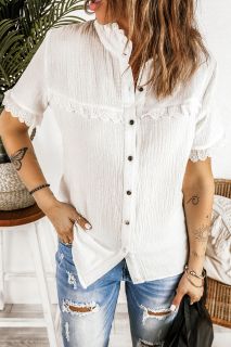 Дамска риза с къс ръкав в бяло