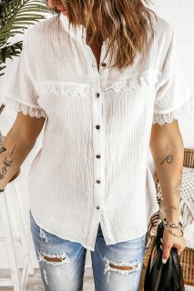 Дамска риза с къс ръкав в бяло