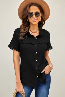 Дамска риза с къс ръкав в черно
