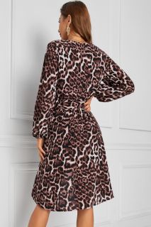 Дамска рокля с леопардов десен и асиметрична кройка
