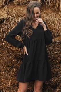 Дамска рокля с дълъг ръкав в черен цвят