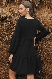 Дамска рокля с дълъг ръкав в черен цвят