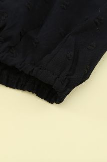 Дамска черна блуза с дълъг ръкав и принт на точки