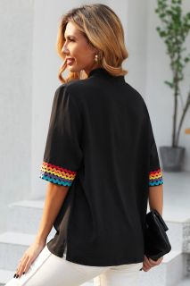 Дамска блуза с къс ръкав в черен цвят