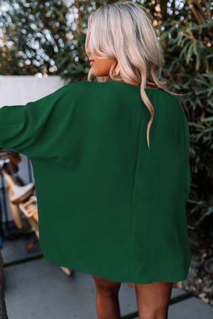 Дамска блуза в зелено с ефектна кройка