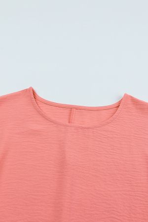 Дамска блуза в цвят корал с ефектна кройка