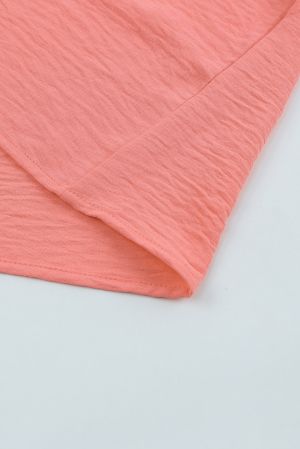 Дамска блуза в цвят корал с ефектна кройка