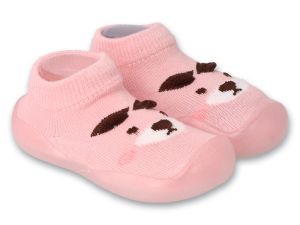 BEFADO Бебешки обувки чорапчета, Розови с куче