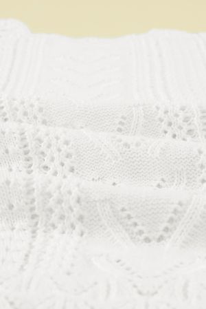 Дамска плетена блуза в бяло с ефектна бродерия, от памук и акрил