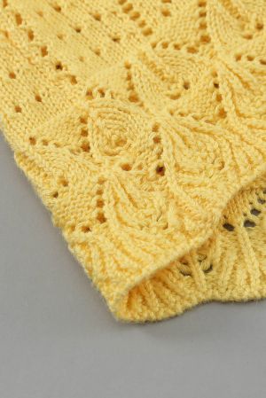 Дамска плетена блуза в жълто с ефектна бродерия