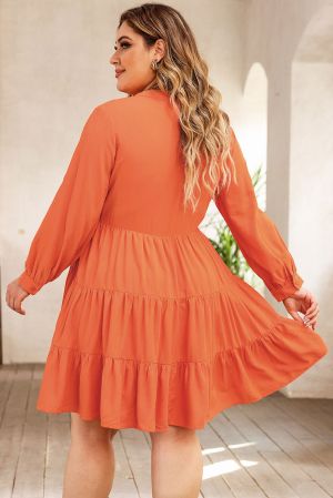 Дамскa макси рокля в оранжево с дълъг ръкав