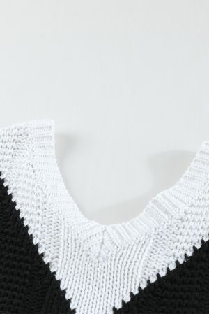 Black Color Block Drop Shoulder Oversize Sweater