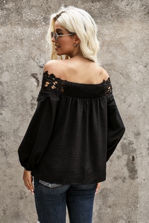 Black Blooming Lace Off The Shoulder Top