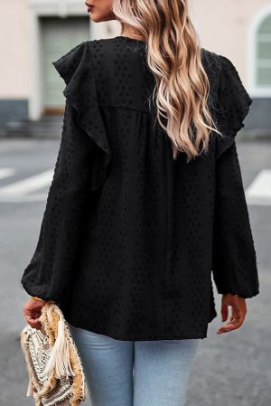 Елегантна дамска блуза в черно с дълъг ръкав