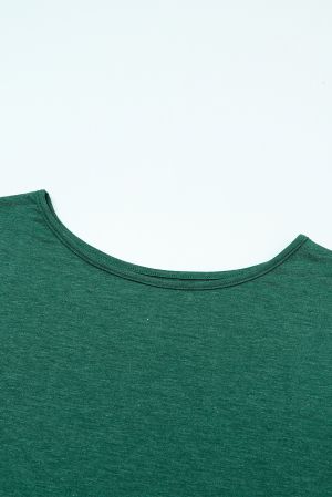 Green Asymmetrical Cut Out Buttoned Long Sleeve Top