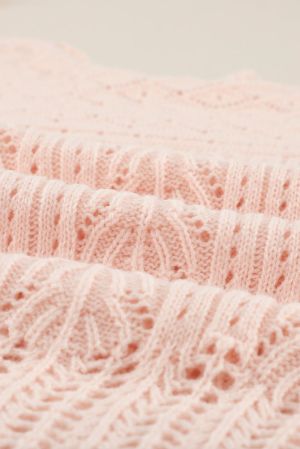 Pink Solid Drop Shoulder Knit Sweater