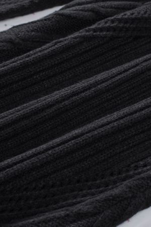 Black Strapped Cut out Shoulder Turtleneck Sweater