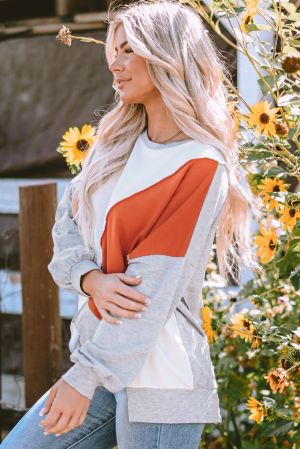 Дамска блуза с дълъг ръкав и 'color block' дизайн