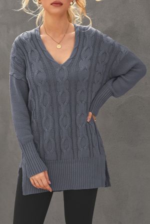 Gray Oversized Cozy up Knit Sweater