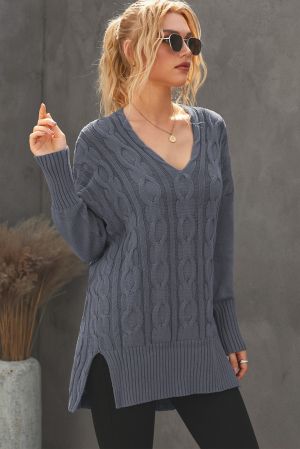 Gray Oversized Cozy up Knit Sweater