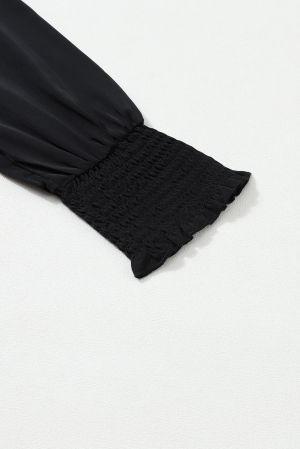 Дамска елегантна блуза в черно с дълъг ръкав
