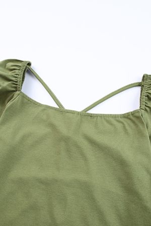 Дамска ефектна блуза в зелено с дълъг ръкав