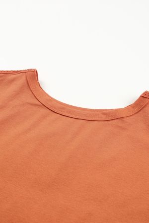 Дамска блуза в оранжево с дълги ефектни ръкави