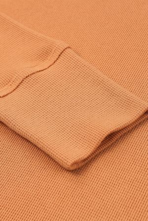 Orange Waffle Knit Henley Top