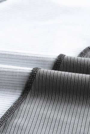 Дамска блуза с външен шев и 'color-block' дизайн в сиво и бяло