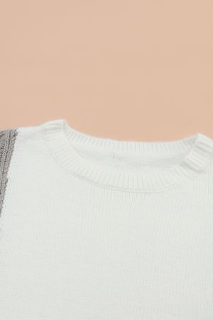 Multicolor Colorblock Textured Drop Shoulder Sweater