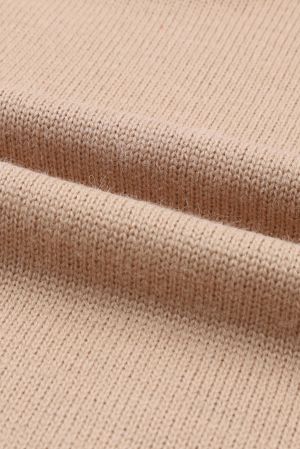 Khaki Color Block Turtle Neck Drop Shoulder Knit Sweater