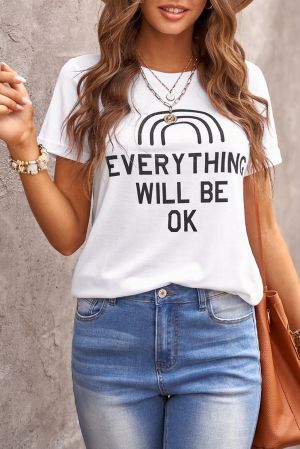 EVERYTHING WILL BE OK Graphic White Tee