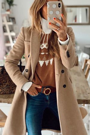 High Neck Printed Knit Sweater