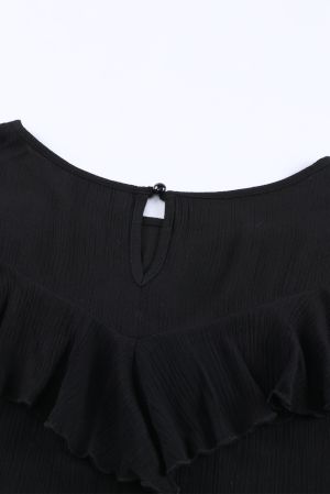 Дамска блуза в черно с ефектна бродерия