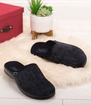 BEFADO Полски мъжки домашни чехли, ефектен черен меланж