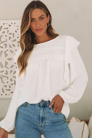 White Blooming Lace Off The Shoulder Top
