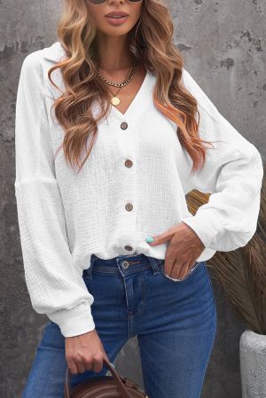 Дамска риза с дълъг ръкав в бял цвят