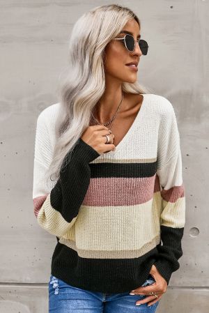 Дамски пуловер с 'color block' дизайн