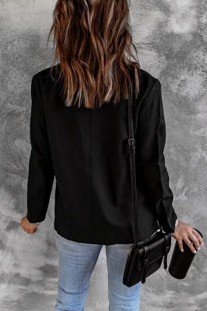 Дамско черно сако с ревер