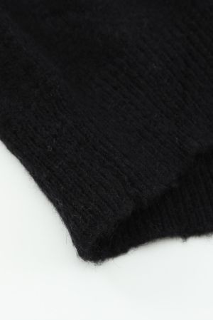 Black Colorblock Chevron Leopard Pullover Sweater