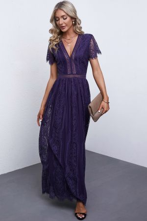 Blue Fill Your Heart Lace Maxi Dress