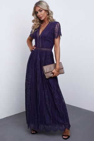 Blue Fill Your Heart Lace Maxi Dress