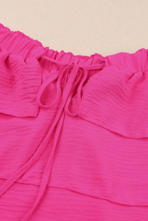 Дамска блуза в цвят циклама с къс ръкав