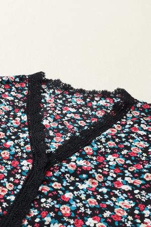 Дамска блуза с къс ръкав и принт на цветя