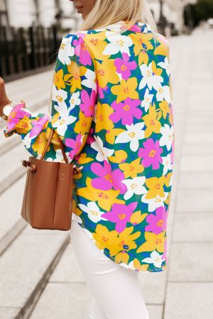 Дамска блуза с дълъг ръкав и принт на цветя