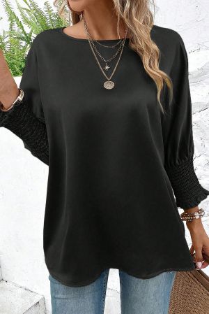 Дамска сатенена блуза в черен цвят