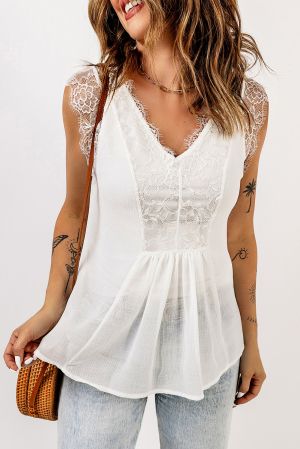 White White/Black/Green/Gray From A Dream Lace Tank Top with Vest