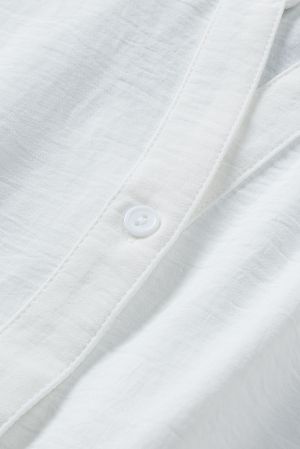 Дамска бяла риза без ръкави, с ефектна талия с ластик