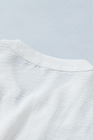 Дамска бяла риза без ръкави, с ефектна талия с ластик