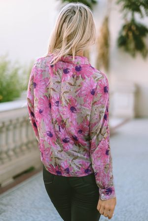 Дамска риза с дълъг ръкав и принт на цветя